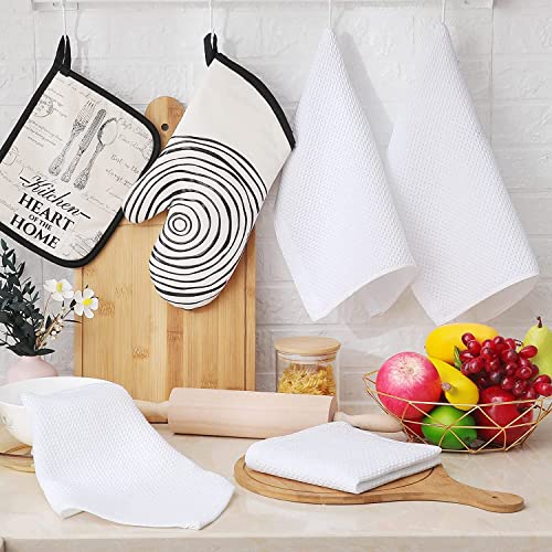 100% Cotton Waffle Weave Kitchen Dish Cloths, 2 Pack Ultra Soft Absorbent, Quick Drying Dish Towels, 12x12 Inches, Dish Rags for Drying Dishes & Daily Kitchen Use, White - color: White