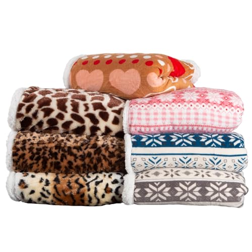 Sherpa Fleece Throw Blanket - 50x60-Inch Machine-Washable Reversible Throw - Fluffy Blankets for Couch, Chair, or Bed by Lavish Home (Leopard) - size: 50x60