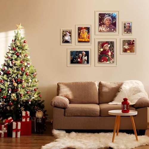 Egofine 11x14 Floating Frames Set of 4, Double Plexiglass Picture Frame, Made of Solid Wood Display Any Size Photo up to 11x14, Wall Mount or Tabletop Standing, Natural Wood - color: Natural Wood, size: 11x14 Set of 4
