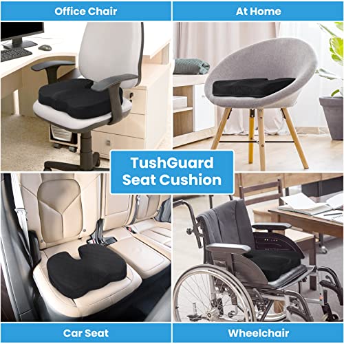 Seat Cushion, Office Chair Cushions, Car Seat Cushion, Non-Slip Sciatica & Back Coccyx Tailbone Pain Relief Chair Pad for Computer Desk, Wheelchair, Driving (Black, X-Large) - color: Black, size: X-Large