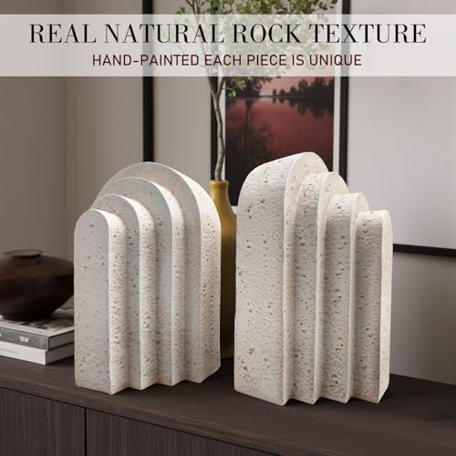 Heavy Duty Arch Resin Decorative Bookends for Shelves Set of 2 | Non-slip base, Scratch-resistant finish, Weighted shelf support