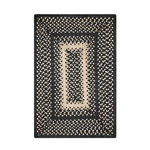 Homespice Manchester Jute Braided Placemats, Rect 13x19 Set of 6 | Black and Tan Protects Tabletop in Style, Rich Colors, Reversible, Durable and Easy to Clean - color: Manchester