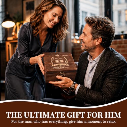 Birthday Gifts for Men - Vintage Whiskey Glass Set Birthday Party Supplies | Whiskey Stones, Pipette, Tongs & Coaster in Premium Wood Box, Unique Mens Gifts for Birthday, Boss, Him, Husband, Dad,Friends - style: Mens Gifts