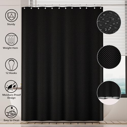 XLHOMO Bathroom Set - 25PC Black Bathroom Set with Shower Curtain and Rugs, Bathroom Accessories Set, Black Shower Curtain Set with Bathroom Trash Can - size: Bath Set+Shower Curtain+Rugs, style: Black