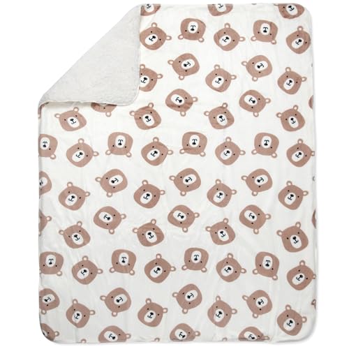 Baby Essentials Sherpa Fleece Baby Blanket 35x30 – Super Soft, Warm Reversible Baby Blankets for Newborns, Infants, Toddlers, and Nursery - color: Brown Bears