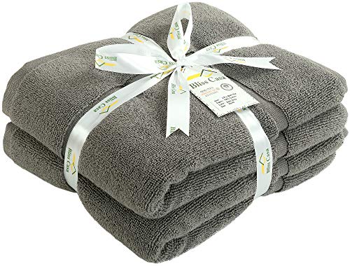 Bliss Casa Premium 100% Ring Spun Cotton Bath Mat, Bathroom Floor Towel Set - Pack of 2 Super Soft & Absorbent Luxury Hotel, Spa, Shower & Bath Tub Floor Mats Machine Washable 32"x20" (Grey)