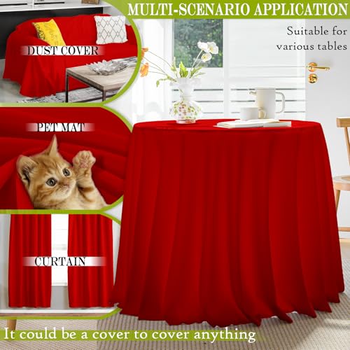 BYDOLL Table Cloth 48 Inch Round Tablecloth Fits Max38 Inch Diameter Table Top,Red Polyester Washable Wrinkle-Free Spillproof Tablecloth for Party Patio Cover - color: Red, size: 48" x 48" (Round-Fits Tables 24''-36'')