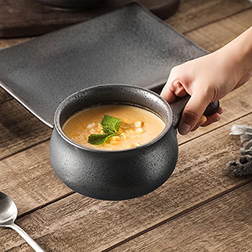 vicrays French Onion Soup Bowls With Handles, 26 Ounce for Soup, Chili, Beef Stew, Chip Resistant, Dishwasher Microwave Safe, Set of 4 (Gray) - color: Gray