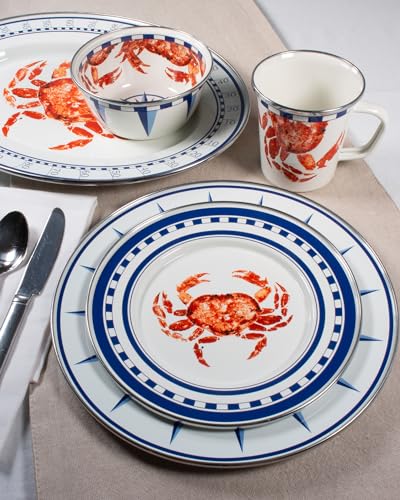 Golden Rabbit Enamelware Oval Platter, 12 x 16in, Crab House - color: Crab House