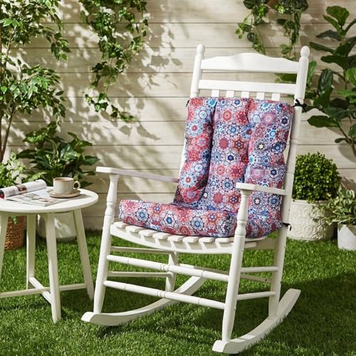 Hoteam 4 Set Outdoor Patio Chair Cushions 20 x 42 in Deep Seat Waterproof Patio Cushions Set for Furniture Replacement Removable Seat and Back (Moroccan Style) - style: Moroccan Style