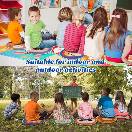 10 PCS Kids Carpet Circle Seats 16" Round Floor Cushions for Classroom | Soft Cashmere Classroom Rug Non Slip Circle Time Mat for Home School Story Time Group Activities Discussions Learning Playing