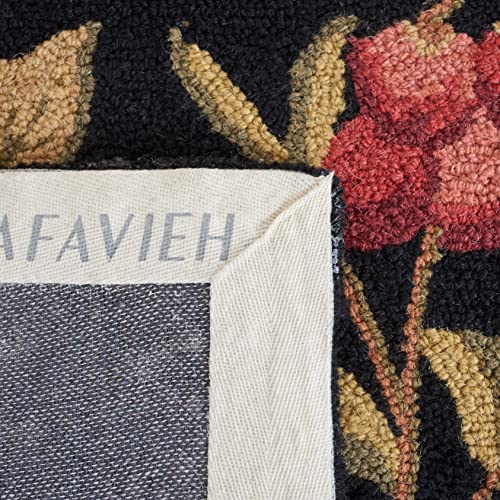 SAFAVIEH Chelsea Collection Accent Rug - 3'9" x 5'9", Black, Hand-Hooked French Country Wool, Ideal for High Traffic Areas in Entryway, Living Room, Bedroom (HK210B) - color: Black, size: 3'9" x 5'9" (Rectangular)