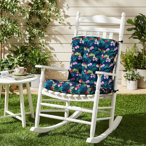 Hoteam 4 Set Outdoor Patio Chair Cushions 20 x 42 in Deep Seat Waterproof Patio Cushions Set for Furniture Replacement Removable Seat and Back (Black Plumeria) - style: Black Plumeria