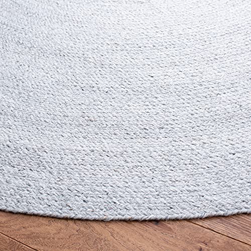 SAFAVIEH Cape Cod Collection Area Rug - 4' Round, Grey, Handmade Braided, Ideal for High Traffic Areas in Living Room, Bedroom (CAP224F) - color: Grey, size: 4' (Round)