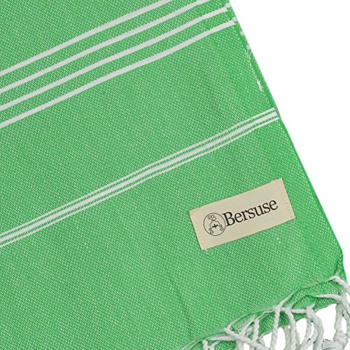 Bersuse Towels Anatolia XL Beach Blanket Throw Blanket Turkish Towel 100% Cotton Extra-Large Quick-Dry Lightweight Premium Peshtemal Towel - 61x82 Inches, Green - color: Green