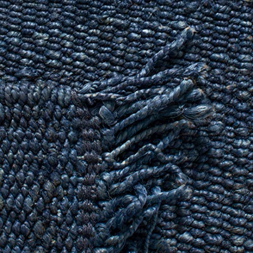 SAFAVIEH Natural Fiber Collection Runner Rug - 2'6" x 8', Navy, Handmade Boho Fringe Woven Jute, Ideal for High Traffic Areas in Living Room, Bedroom (NF368N) - color: Navy, size: 2'6" x 8' (Runner)