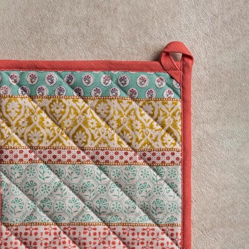 Maison d' Hermine Pot Holders 100% Cotton Potholders (8" x 8", Pack of 2) | Heat Resistant Hot Pads with Loop BBQ Cooking Baking Farmhouse Kitchen Handling Hot Pans Spring Summer - Provence - color: 002 - Provence, size: 8" x 8" (Pot Holder Pack of 2)