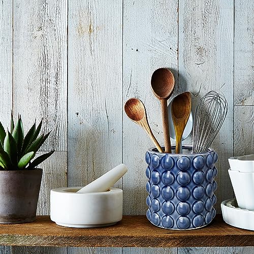 6 Inch Ceramic Planter Pot for Indoor Plants with Drainage Hole Bubble Flower Planter Hobnail Plant Pot Garden Planter Blue Succulent Plant Pot Utensil Holder - color: Blue # 6 Inch