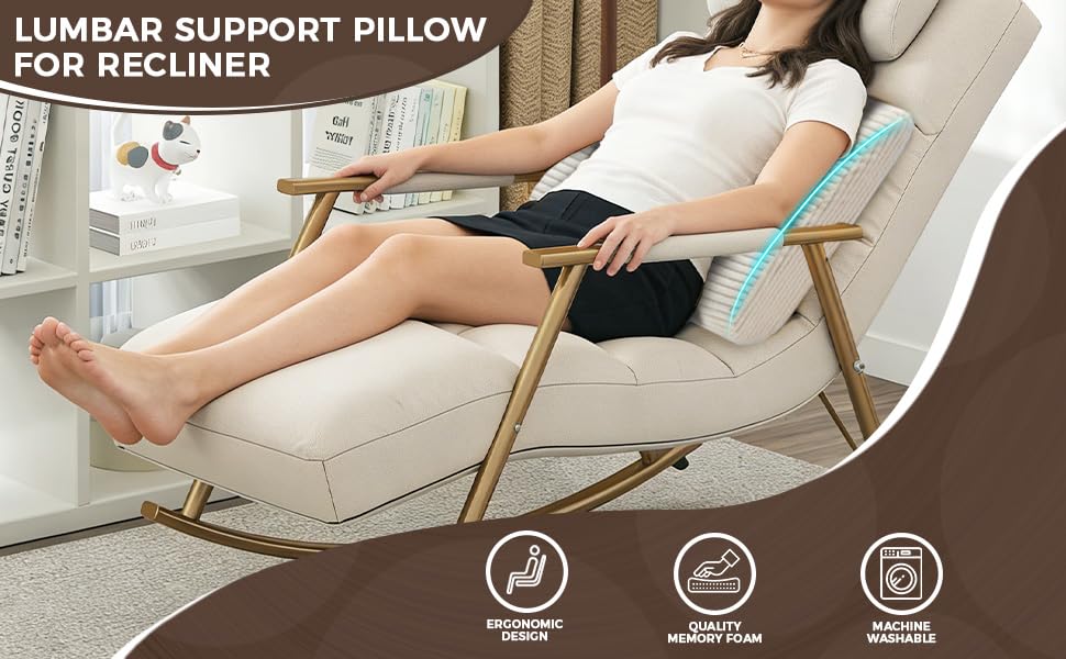 Large Lumbar Cushion Lumbar Support Pillow, Ergonomic Lumbar Pillow with Machine Washable, Help Relieve Pain of Back, Lumbar, Tailbone and Sciatic Nerve Support. (Beige) - color: Beige