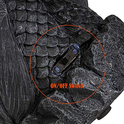 Pacific Giftware Black Guardian Dragon LED Lighted Stonewall Mountain Faux Stone Backflow Incense Burner Fantasy Dragon Breath Reverse Flow Smoke Waterfall Incense Collectible 8" Tall