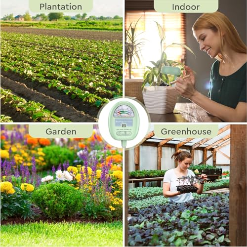Soil Moisture Meter,4-in-1 Soil Ph Meter, Soil Tester for Moisture, Light,Nutrients, pH,Soil Ph Test Kit, Great for Garden, Lawn, Farm, No Battery Required, Gifts for Plants Lover - color: green