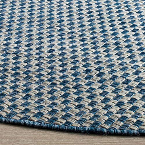 SAFAVIEH Courtyard Collection 4' Round Blue/Grey CY8653 Indoor/ Outside Waterproof Easy cleansingPatio Backyard Mudroom Area Mat - color: Blue / Light Grey, size: 4' (Round)