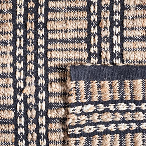 SAFAVIEH Natural Fiber Collection Accent Rug - 3' x 5', Black & Natural, Handmade Flat Weave Stripe Jute & Cotton Jute, Ideal for High Traffic Areas in Entryway, Living Room, Bedroom (NFB651Z) - color: Black/Natural, size: 3' x 5' (Rectangular)