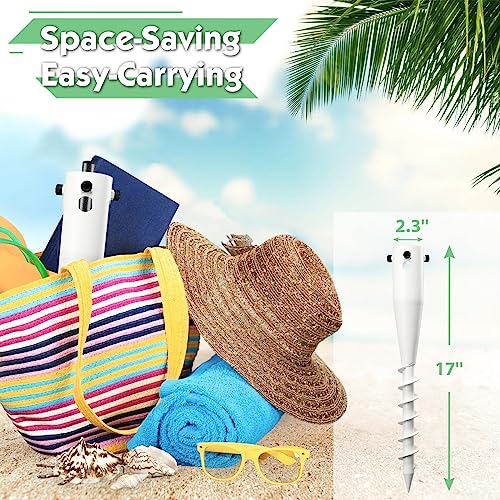 Beach Umbrella Sand Anchor,Heavy Duty Metal No Dig Beach Sand Ground Umbrella Anchor Stake,Windproof Strong Umbrella Screw Holder Stand for Umbrellas,Poles, Christmas Tree Stand Holder - color: White