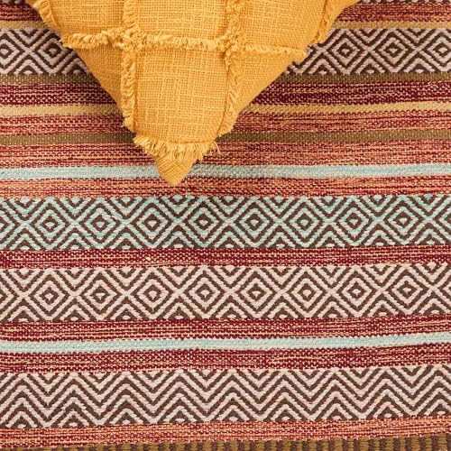 SAFAVIEH Montauk Collection Accent Rug - 2'6" x 4', Rust & Multi, Handmade Boho Stripe Fringe Cotton, Ideal for High Traffic Areas in Entryway, Living Room, Bedroom (MTK901D) - color: Rust/Multi, size: 2'6" x 4' (Rectangular)