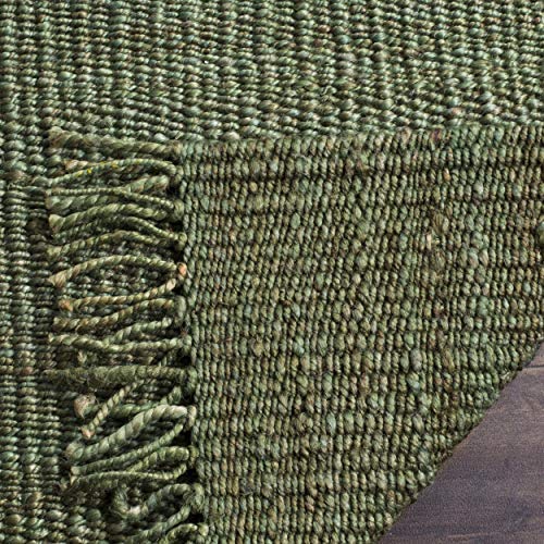 SAFAVIEH Natural Fiber Collection Accent Rug - 3' x 5', Green, Handmade Boho Fringe Woven Jute, Ideal for High Traffic Areas in Entryway, Living Room, Bedroom (NF368G) - color: Green, size: 3' x 5' (Rectangular)