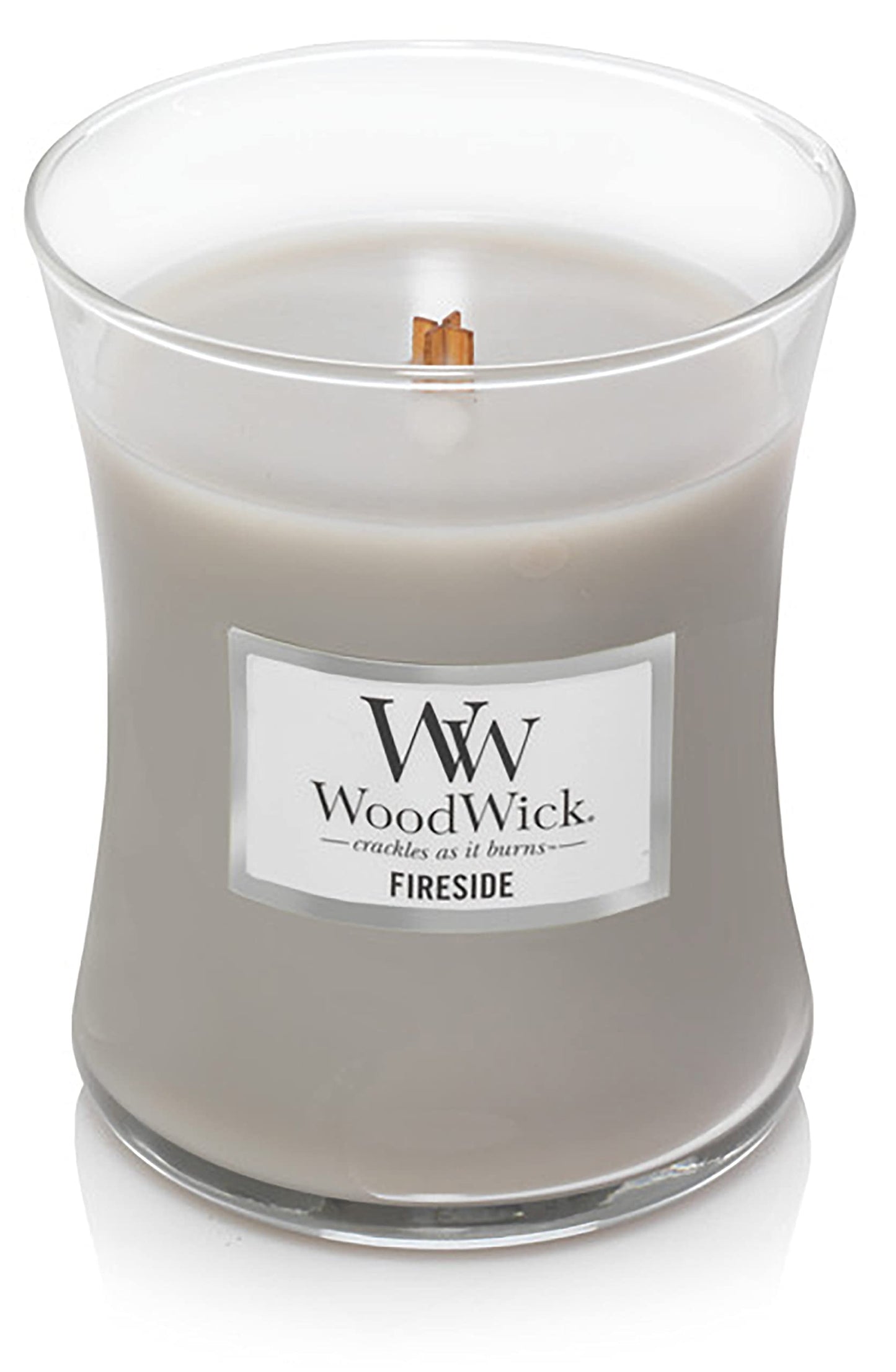 Woodwick Ellipse Scented Candle, Fireside, 16oz | Up to 50 Hours Burn Time & Medium Hourglass Candle, Fireside - Premium Soy Blend Wax, Pluswick Innovation Wood Wick, Made in USA