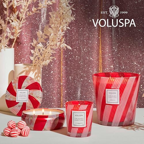 Voluspa Crushed Candy Cane, Large Candle Jar, 18 oz, 100 Hour Burn Time, Coconut Wax for Clean Burning, Handcrafted in the USA - color: 22 - Crushed Candy Cane