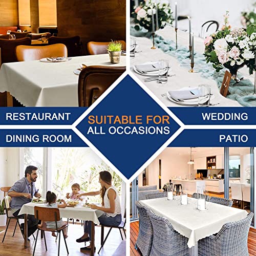 Smiry Rectangle Table Cloth, Waterproof Heavy Duty Vinyl Tablecloths, Wipeable Washable Table Cover for Kitchen and Dining Room (White, 60" X 84") | Wipeable Washable Floral Embossed Table Cover for Kitchen and Dining Room, Indoor & Outdoor Use, White - c