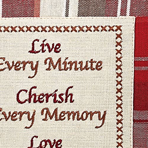 Park Designs Live Every Minute Dishtowel Set of 2 | 100% Cotton | Embroidered Inspirational Quote | Red & Cream Decor - color: Live Every Minute Dishtowel Set of 2
