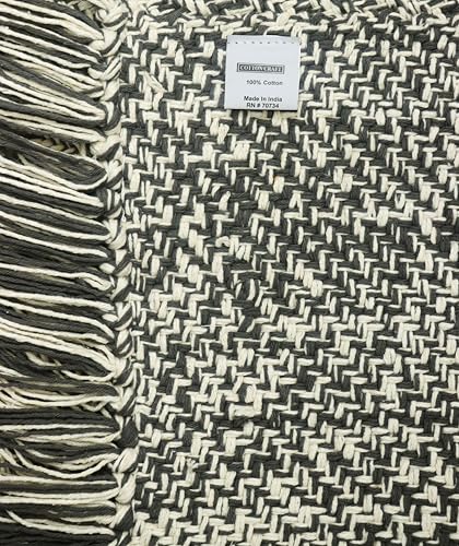 COTTON CRAFT Woven Area Rug - 2 Pack Entryway Rug with Fringe - 22x34 Inch | Grey Natural Reversible Boho Farmhouse Rustic Cotton Throw Rug Carpet - Washable Mat for Bedroom Living Room Kitchen Bathroom - color: Grey - 2 Pack, size: 1'10" x 2'10" (Rectang