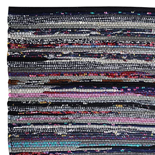 Ramanta Home Cotton Chindi Rag Rug 2ft x 3ft, Dark Multi | Cotton Washable Hosiery Rug, Boho Farmhouse - Living Room, Kitchen, Entryway- 24"x36" - color: Dark Multi Hoisery, size: 2 x 3 feet