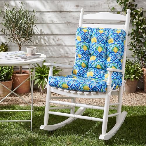 Hoteam 4 Set Outdoor Patio Chair Cushions 20 x 42 in Deep Seat Waterproof Patio Cushions Set for Furniture Replacement Removable Seat and Back (Mediterranean Lemon) - style: waterproof