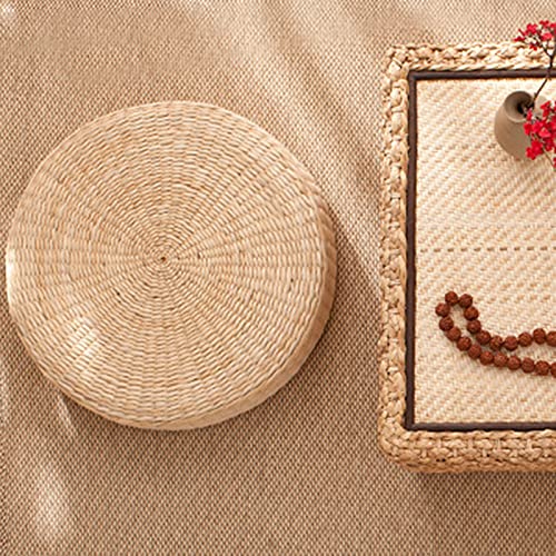 Comfortable Round Seat Cushion, Natural Straw Pouf Tatami Floor Pouf, Meditation Cushion 45cm - size: 45cm