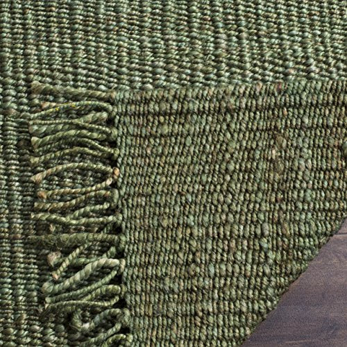 SAFAVIEH Natural Fiber Collection Accent Rug - 2'6" x 4', Green, Handmade Boho Fringe Woven Jute, Ideal for High Traffic Areas in Entryway, Living Room, Bedroom (NF368G) - color: Green, size: 2'6" x 4' (Rectangular)