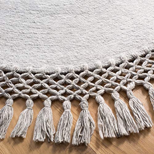 SAFAVIEH Sahara Collection 3' Round Grey SAH490F Handmade Boho Tassel Area Rug - color: Grey, size: 3' (Round)