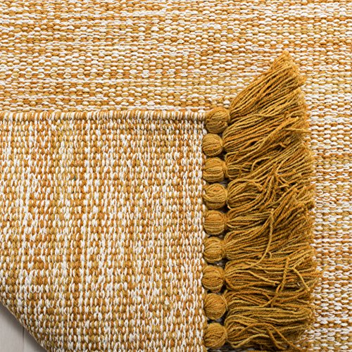 SAFAVIEH Montauk Collection Accent Rug - 3' x 5', Gold, Handmade Tassel Cotton, Ideal for High Traffic Areas in Entryway, Living Room, Bedroom (MTK610I) - color: Gold, size: 3' x 5' (Rectangular)