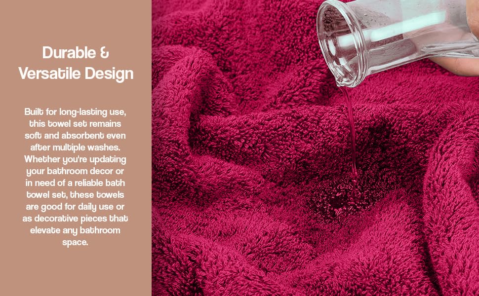 Zahari Home 3 Piece Laced Towel Set - Stylish Soft Plush Cotton Towels with Hand Towel & Washcloth - Highly Absorbent Towels for Bathroom, Gym, Hotel & Spa (Macramee Burgundy) - color: Macramee-burgundy
