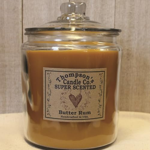 Thompson's Candle Co. Super Scented Butter Rum Cookie Jar Candle – 64 oz Large Two-Wick Jar, Long-Lasting Dessert Fragrance