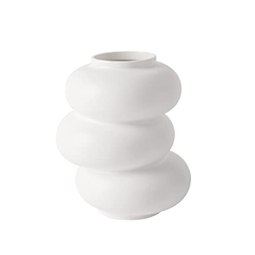 White Flower Vase Geometric Decor Creative Donut Shaped Vase Ceramic Vases for Centerpieces, Vase Modern Decorative Vases for Home Décor, Kitchen, Office or Living Room (Color : A) - color: A