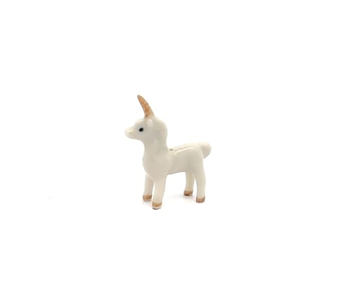 Handmade Adorable Mini Ceramic Animal Figurine – Porcelain Miniature Collectible Decor (White Unicorn) - style: White Unicorn