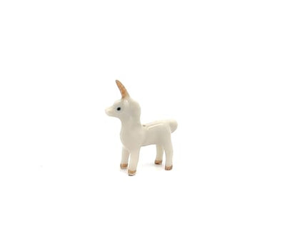 Handmade Adorable Mini Ceramic Animal Figurine – Porcelain Miniature Collectible Decor (White Unicorn) - style: White Unicorn