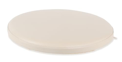 Sigmat PU Leather Round Chair Cushion Memory Foam Waterproof Round Stool Cushion for Kitchen Stool, Living Room Chiar, Office Chair, Car or Floor Pillow(14 Inch, Off White) - color: Off White, size: 14 Inch