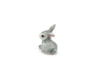Handmade Adorable Mini Ceramic Animal Figurine – Porcelain Miniature Collectible Decor (Pink Ears Rabbit) - style: Pink Ears Rabbit