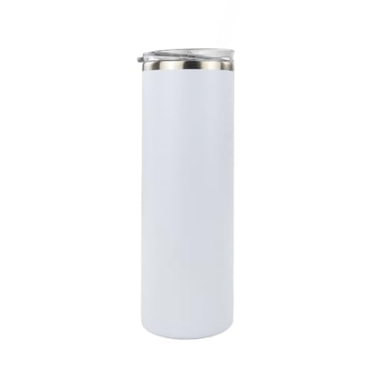 Hogg 20 oz Skinny - White, Powder Coated Tumblers for Laser Engraving, Engravable Tumblers Bulk, Stainless Steel Cups Bulk, Insulated Cups with Lids - color: White