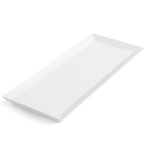 Kanwone White Serving Platters, Porcelain Serving Trays for Parties, Large Rectangular Plates - 14.5 Inch - style: Style4